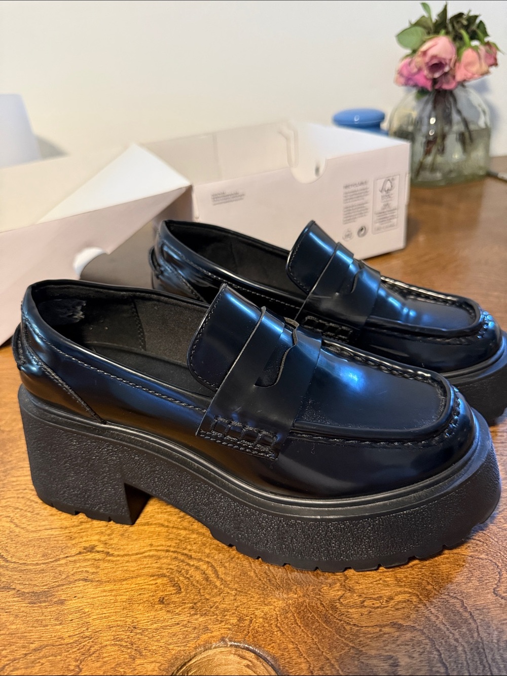 ALDO Ibae Black Platform Penny Loafers — Brand